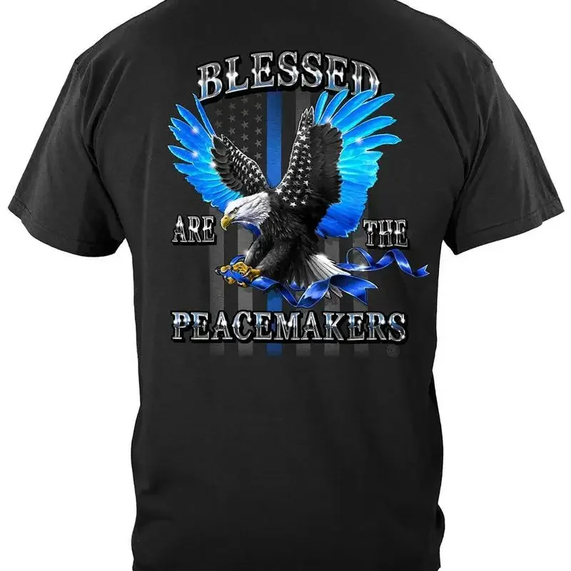Blessed Are The Peace Makers Law Enforcement T-Shirt aus 100 % Baumwolle in Schwarz