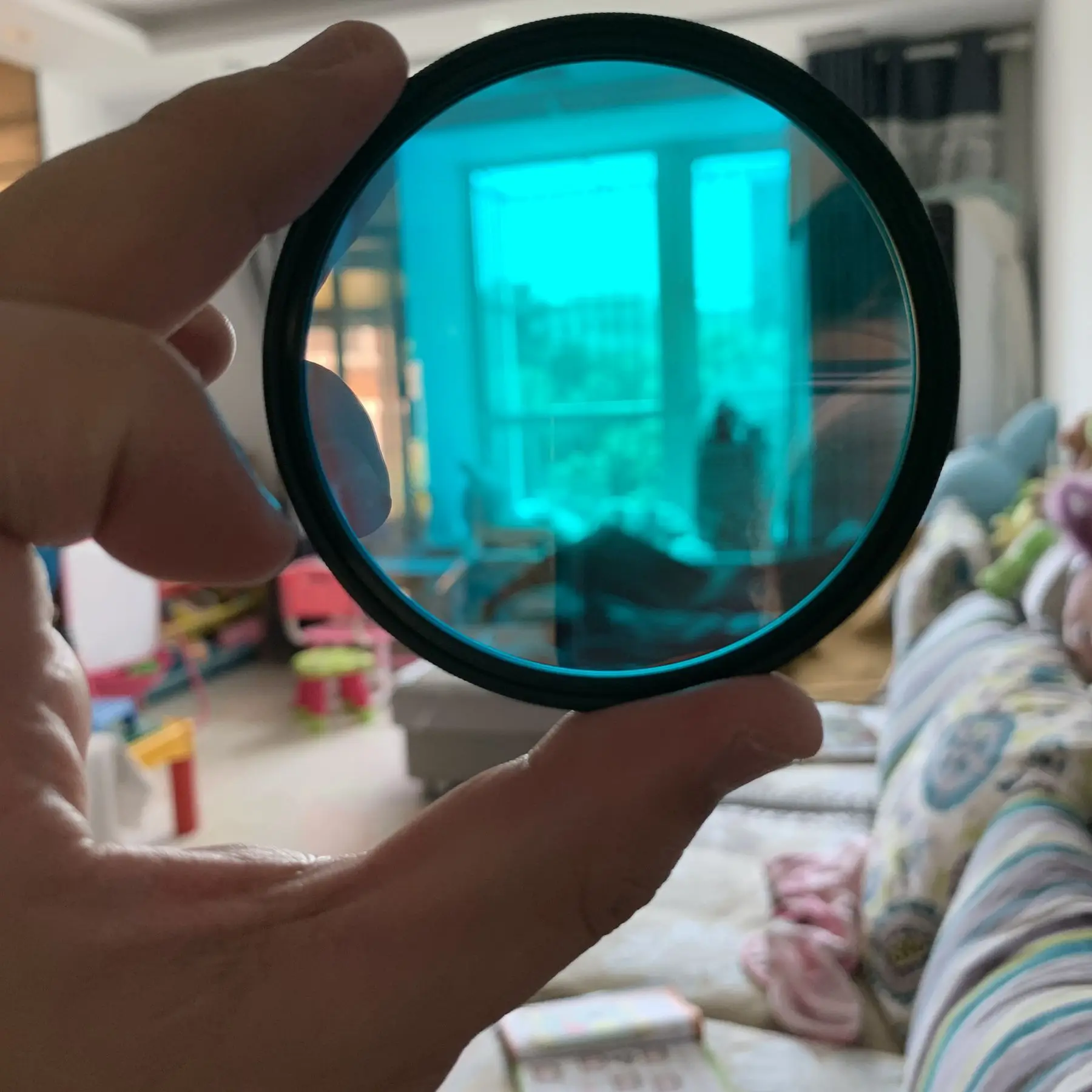 Light Turquoise Color Custom Size 72mm With Photo Frame 500nm Narrow Band Filter Glass