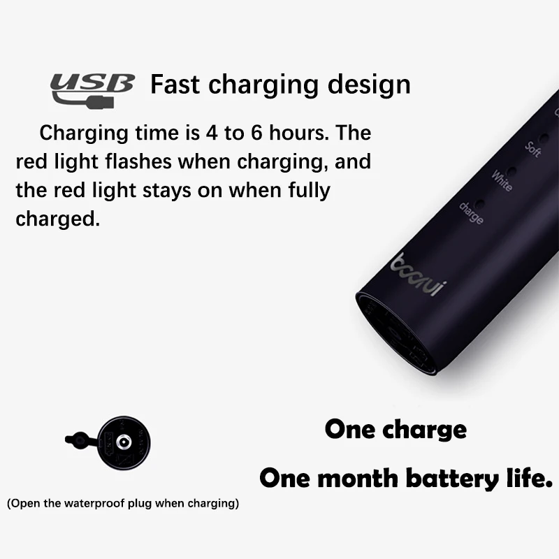 Ultrasonic Electric Toothbrush for adults USB Charger Rechargeable Automatic Timer Brush 4 Toothbrush head Set BR-Z1