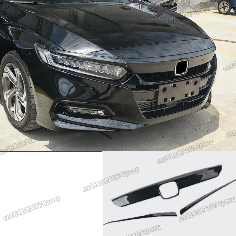 carbon fiber car front logo grill head hood headlight trims for honda accord 2018 2019 2020 2021 10 x accessories 2022 2023 10th