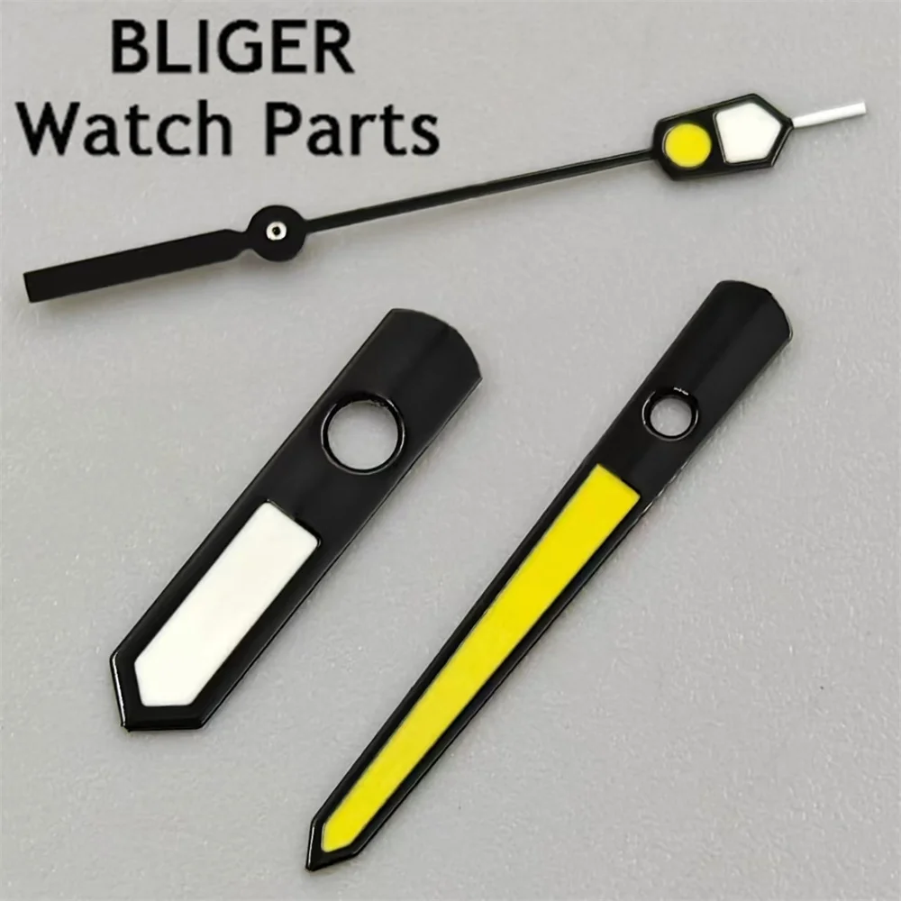 Bliger nh35 relógio de mão preto amarelo branco relógios agulhas verde luminoso para nh35 nh36 4r36 7s36 7002 7009 movimento