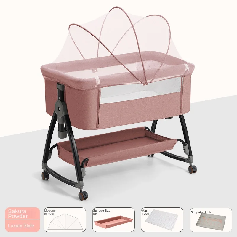 Baby Crib With Mosquito Net Folding Removable Infant Cradle Baby Sleeping Bassinet Multifunctional Foldable Newborn Bed