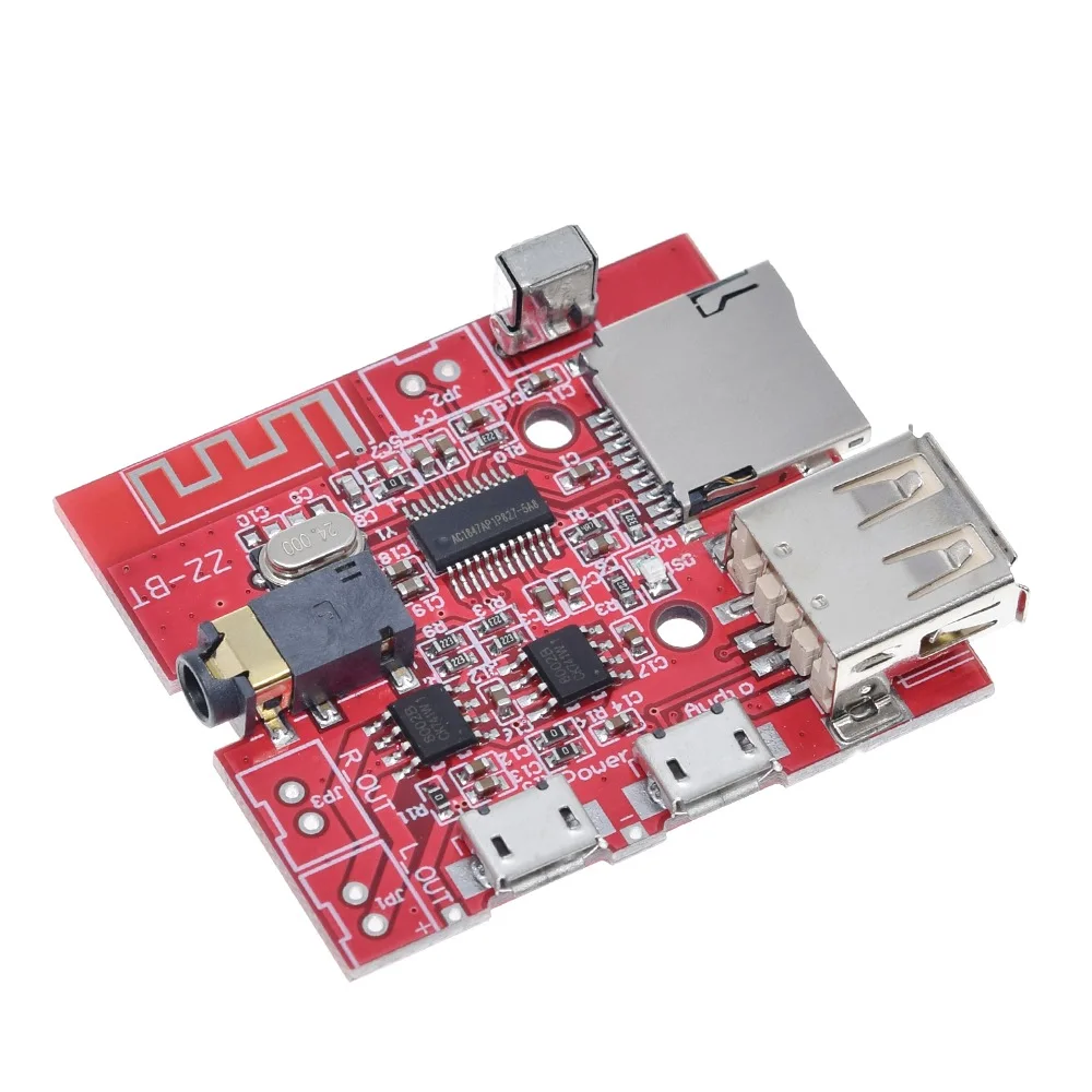 3W Car Bluetooth 4.1 MP3 WAV Decoding Board Speaker Amplifier Audio Receiver Module Support USB/TF/U-DISK/IR Remote Control  Red image 3