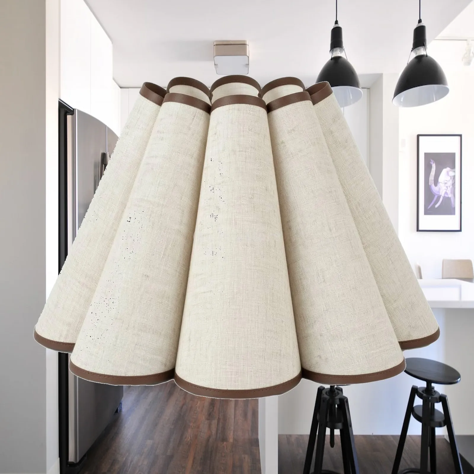 Petal Lamp Shade Pleated Textile Lampshade Replacement Lampshade White Small Lamp Shade Floral for Bedroom, Hotel