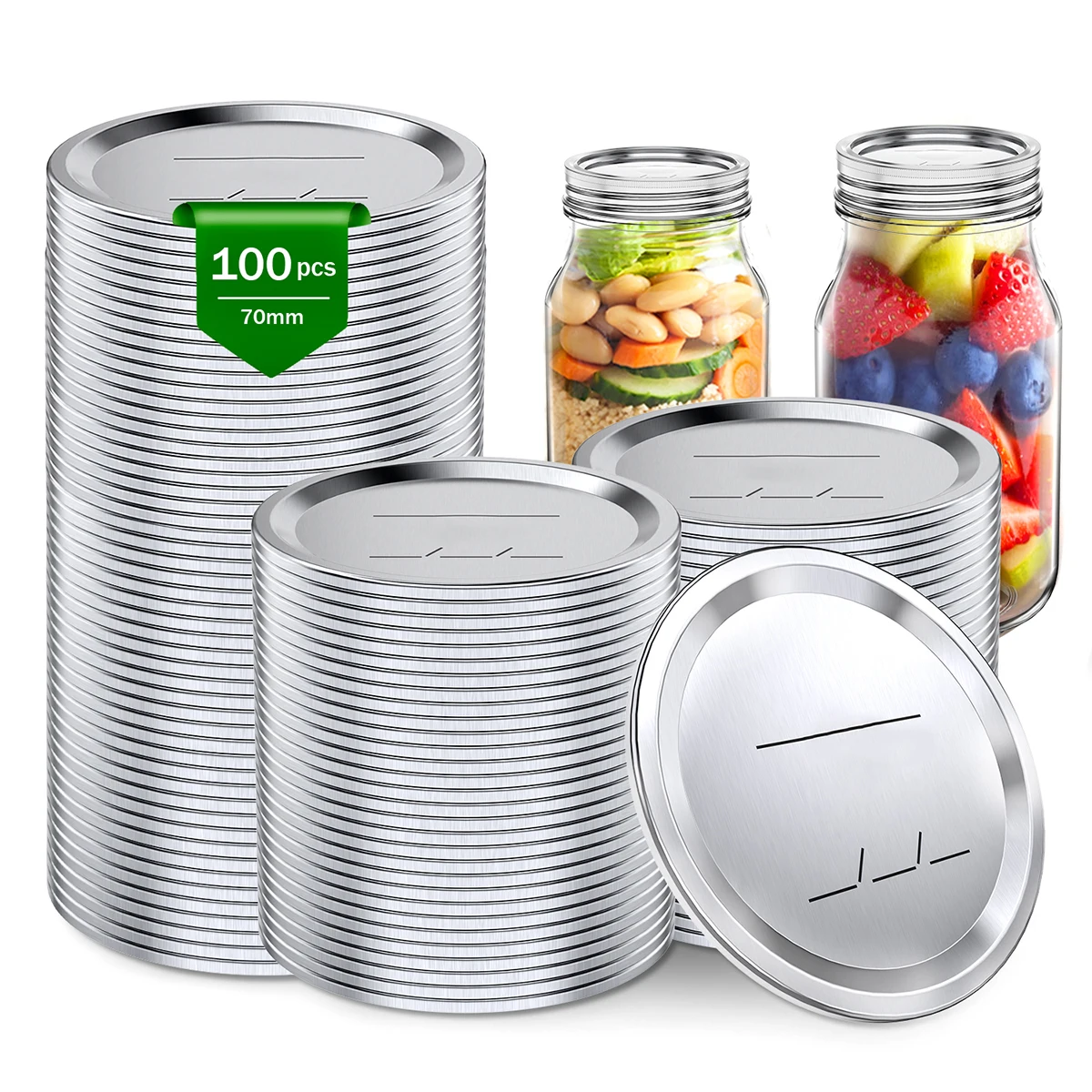 50/100Pcs Regular Mouth Canning Lids Mason Jar Canning Lids Reusable Tinplate Sealing Reusable Leak Proof Split-Type Jar Lids