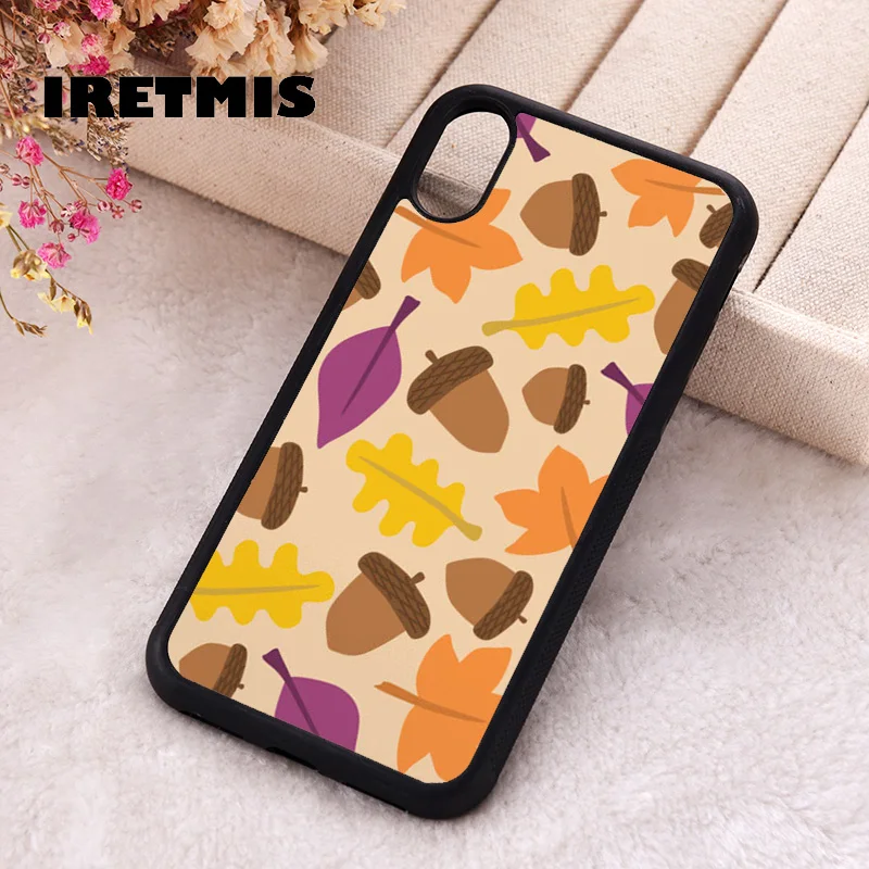 Iretmis 5 5S SE 2020 Phone Cover Case for iPhone 6 6S 7 8 Plus X Xs XR 11 12 13 MINI 14 Pro Max Silicone Autumn Leaf Pattern