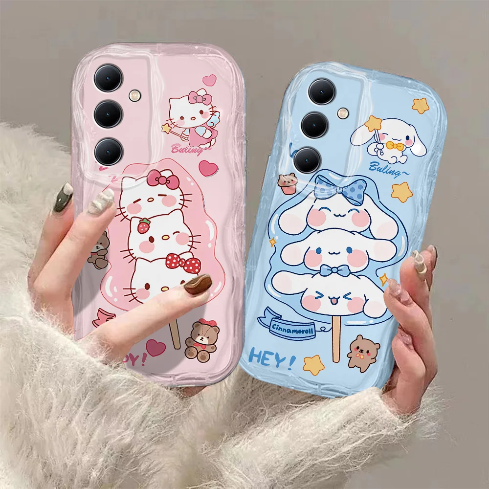 Cartoon HelloKitty Cinnamoroll3D Wave Case for Samsung A73 A72 A71 A55 A54 A53 A35 A34 A33 A25 A24 A23 A15 A14 A13 4G 5G Cover