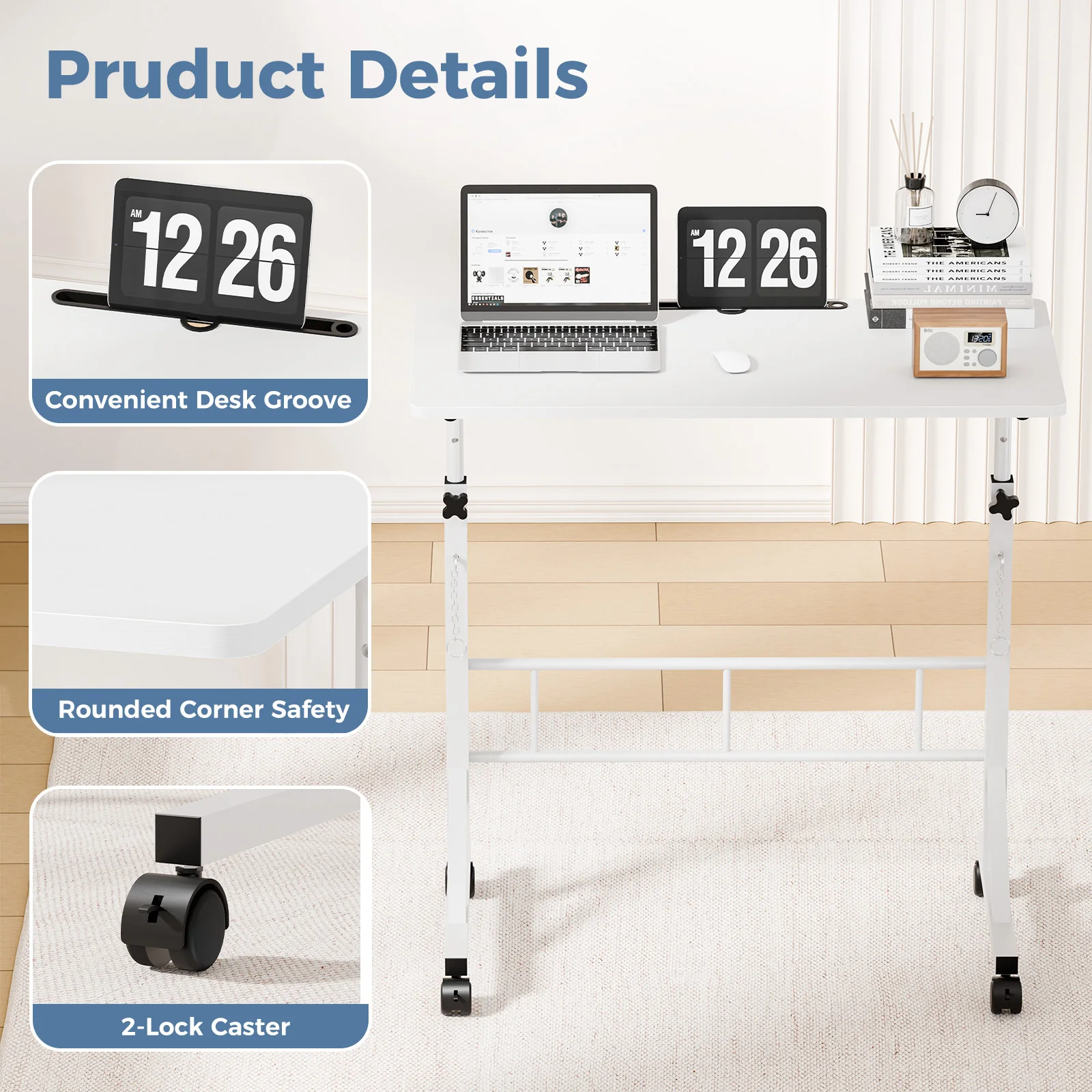 Rolling desk mobility