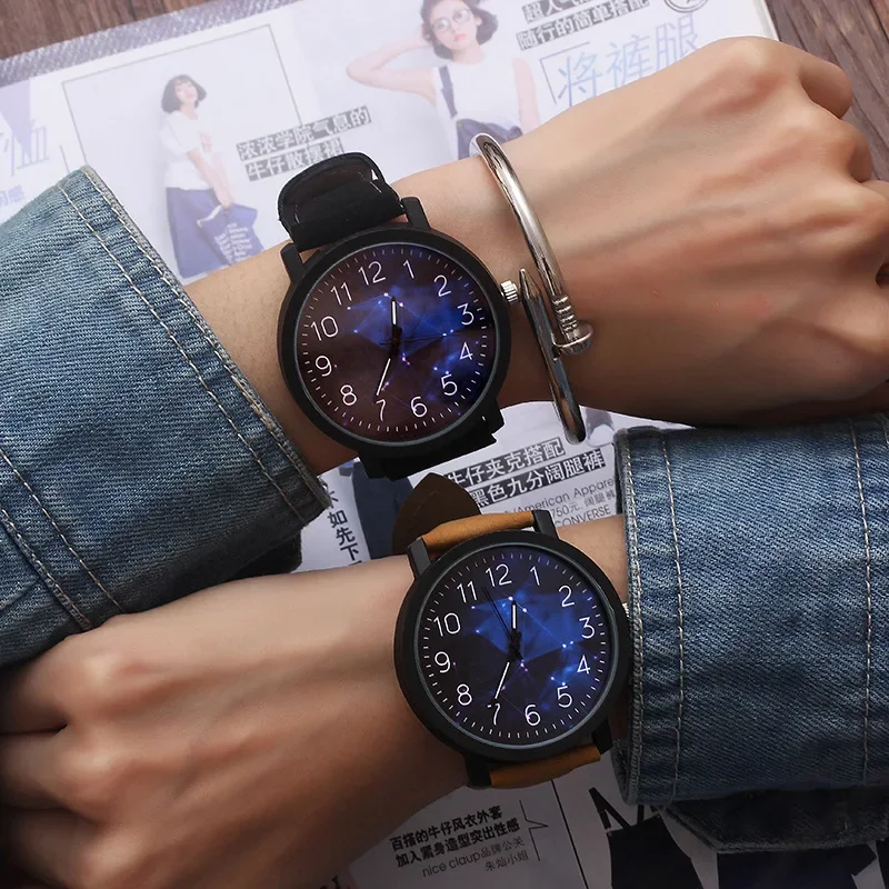 2024 Vintage Casual Watch Frauen Uhr Mode Sternen himmel Uhren Frauen großes Zifferblatt Sport uhr Frauen Quarz Paar Uhren