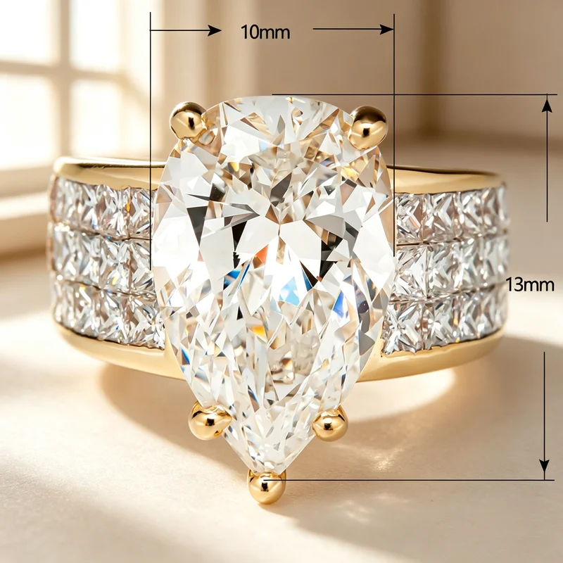 925 Sterling Silber Luxus Goldfarben Wassertropfen CZ Eheringe für Frauen Brillanter Weißer Kubischer Zirkonia Hochwertige Schmuckstücke – Detail 6