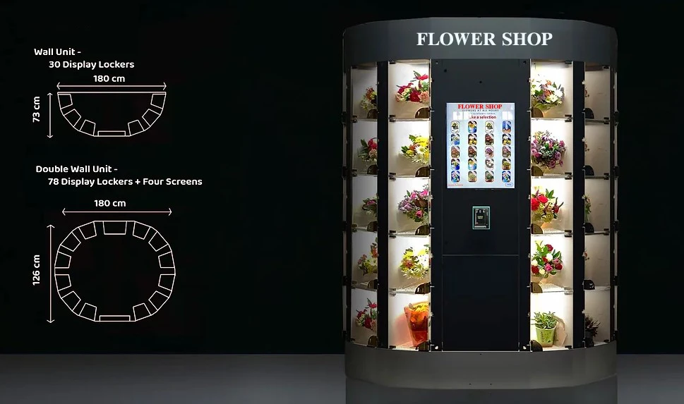 Haloo Vending Machine Supplier Flower Vending Machine 34 Lockers Big Size Machine Bill Coin and Card Reader