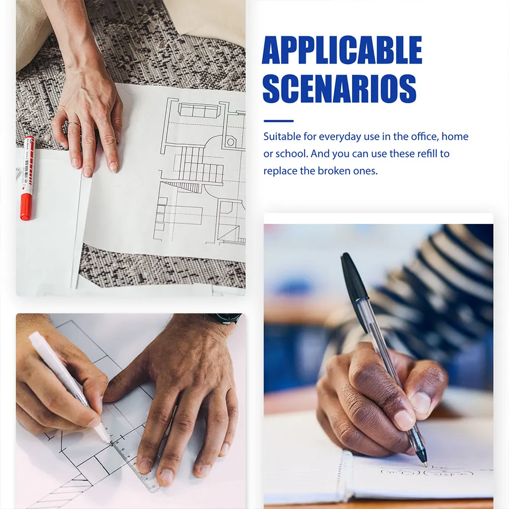 30 قطعة عبوات أقلام حبر جاف زرقاء للكتابة السلسة واللوازم المدرسية المكتبية للطلاب أدوات مكتبية عبوات أقلام إعادة تعبئة باللون الأزرق