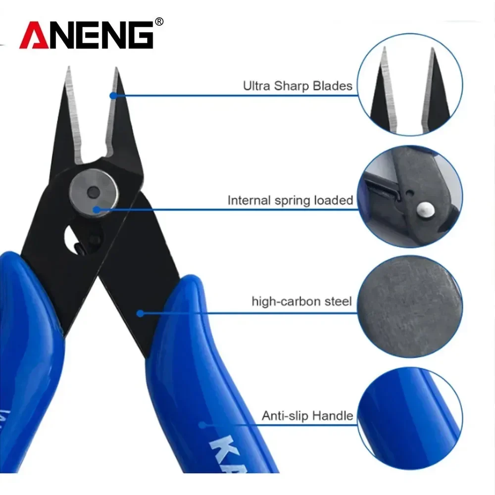 1/2/5pcs Universal diagonal pliers DIY Electronic pliers ANENG Diagonal Side Cutting Nippers Wire Cable Cutter 3D printer parts