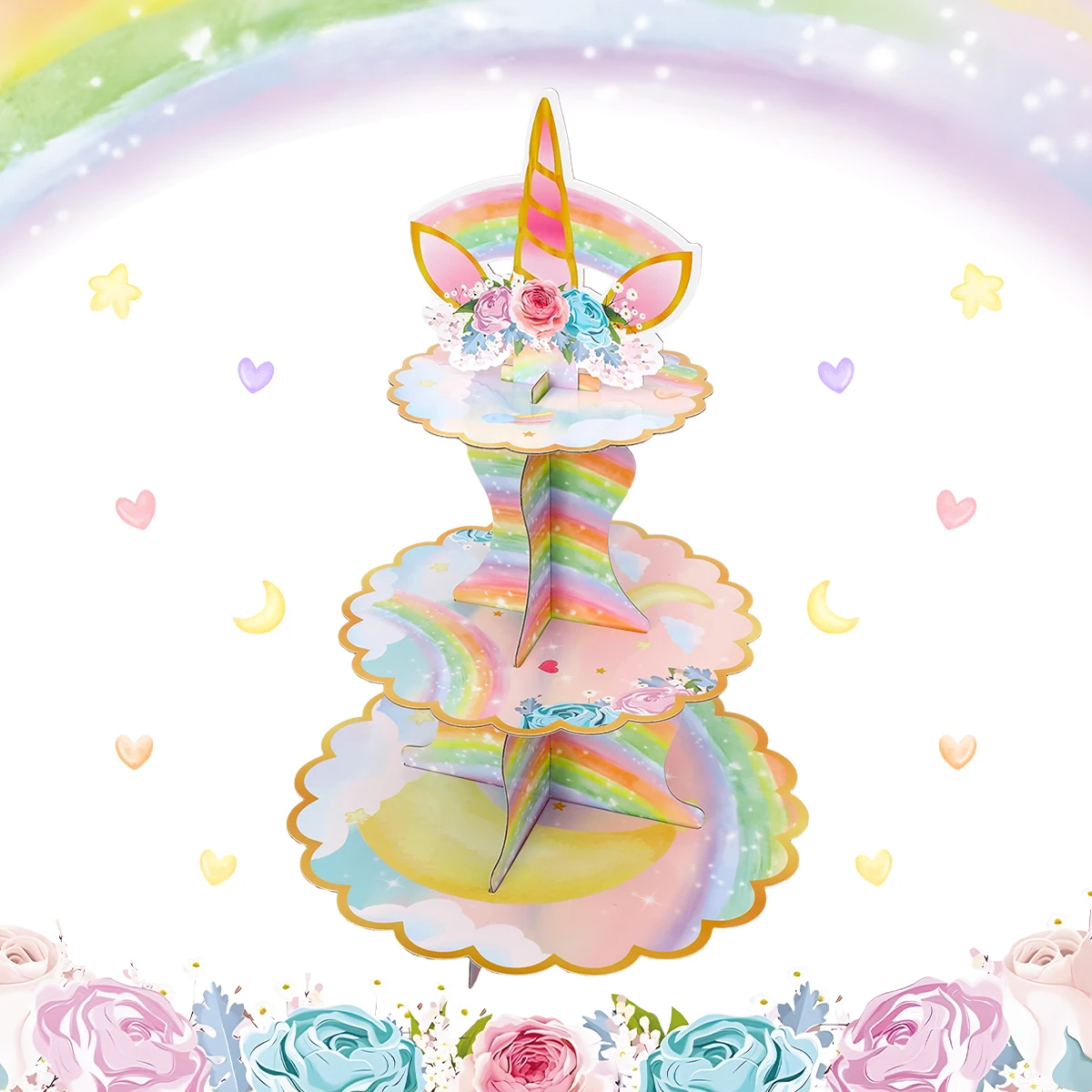 3 Tier Cartoon Unicorn Cake Stand Birthday Cupcake Decoration Party Dessert Cake Rack Cupcake Tower Girs Birthday Party Supplies