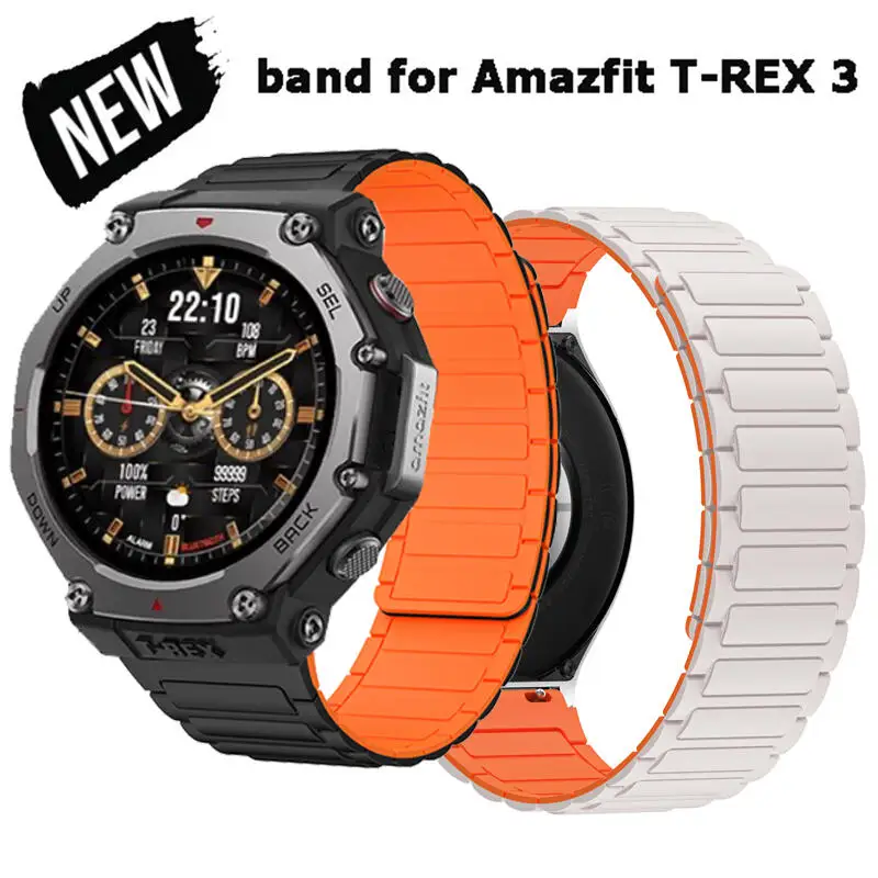 Sports Silicone Strap For Huami Amazfit T-Rex 3 Magnetic Bracelet Loop Wristband For Amazfit T-Rex 3 Smart Watch Correa Belt