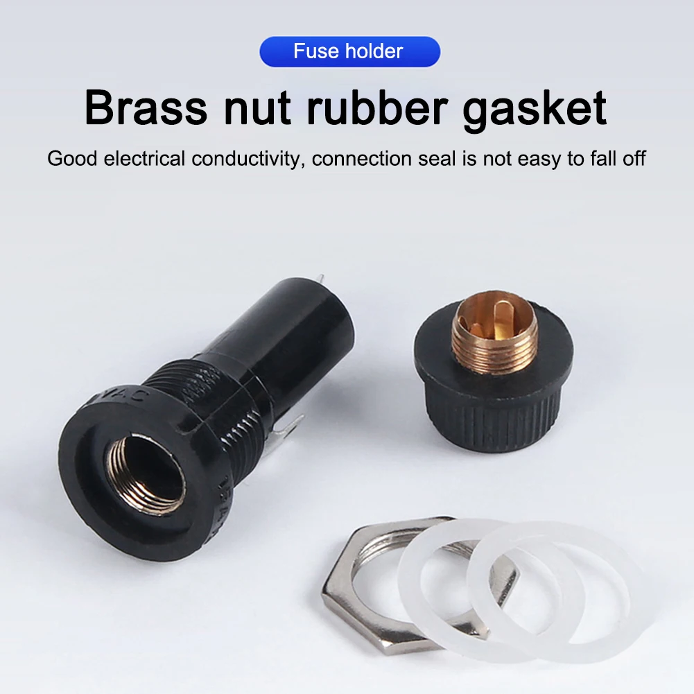 حامل فيوز حامل جبل جبل الهيكل. لوحة فيوز المقبس الصمامات الزجاجية حامل عالي الجودة 10A 10 قطعة فيوز أسود