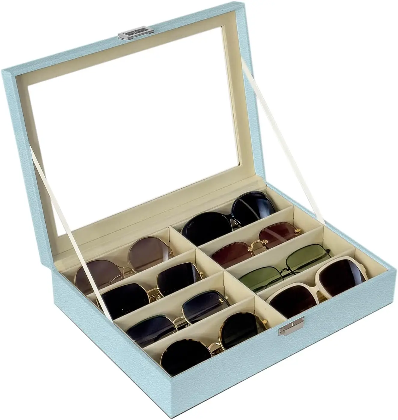 

Органайзер для солнцезащитных очков на 8 отделений, подставка для очков, многофункциональное хранение, цвет личи-синий