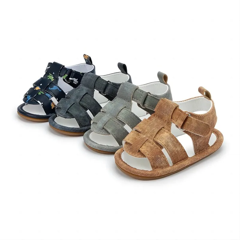 

Сандалии для маленьких мальчиков и девочек, простые однотонные удобные босоножки на резиновой подошве, Нескользящие уличные легкие туфли для малышей