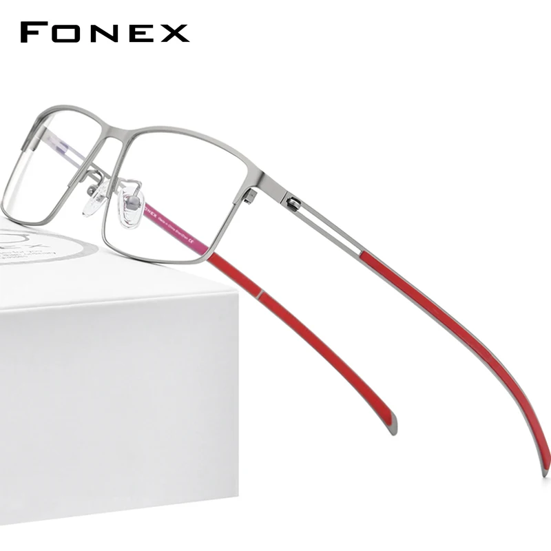 FONEX Titanium Alloy Glasses Frame Men 2021 Square Eyeglasses Frames Korean Screwless Eyewear F1010