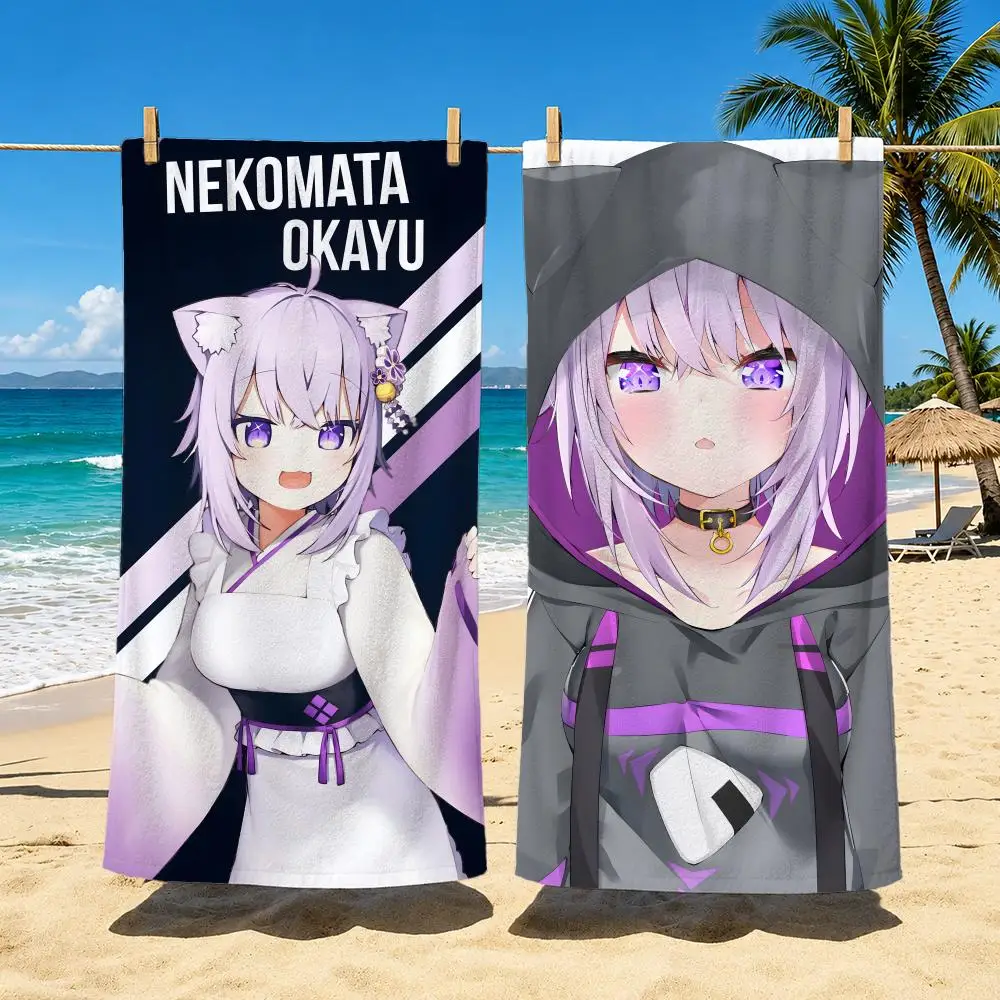 VTuber Nekomata Okayu Towel Towel Soft Pool Gift For Travel Gym Shower Cool Camping Quick Dry Sports  Large Beach Towel