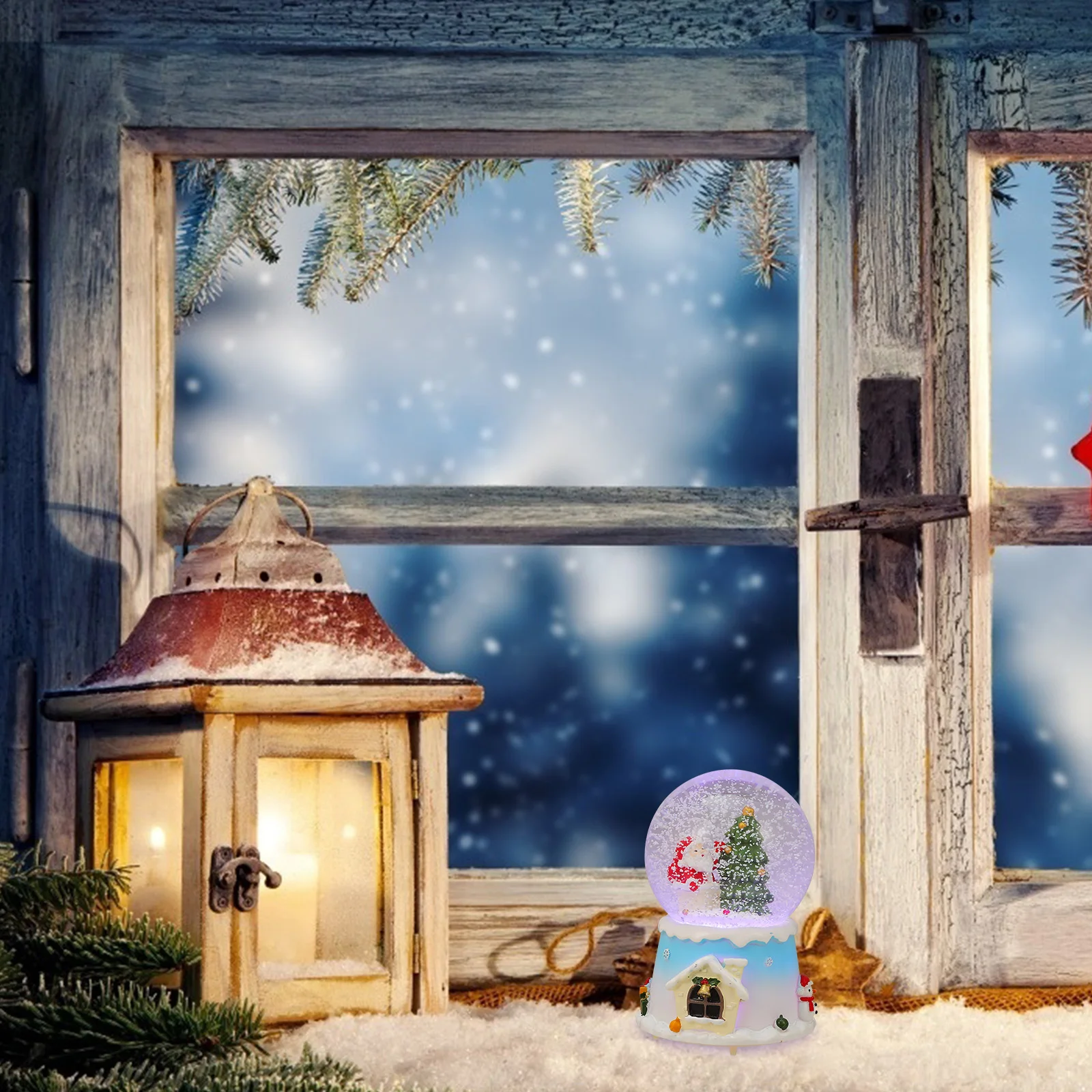 

Music Box Luminous Crystal Ball Decorative Snow Globe Christmas Ornament Santa Globes Desktop Adornment