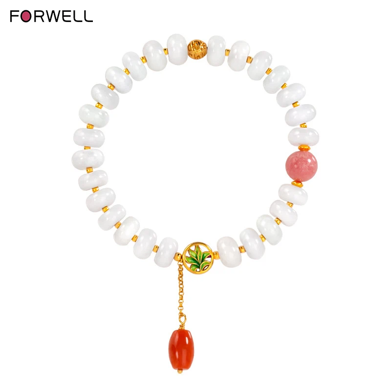 

FORWELL изысканный высококачественный роскошный качественный модный ювелирный браслет из жадеита женский кулон красная яшма браслет с подвеской на удачу