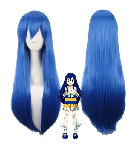 Anime Fairy Tail Women Wendy Marvell Cosplay Wig Wendy Marvell Blue Long Straight Hair Wig Costumes