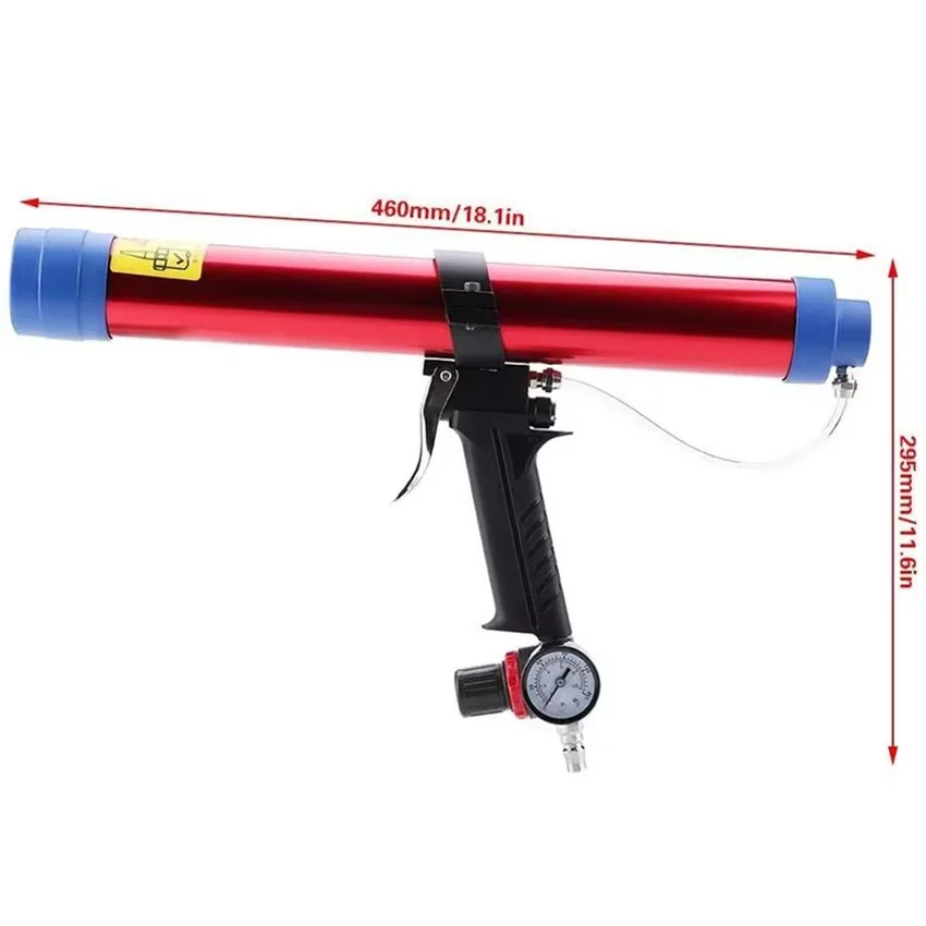 SUBAO 600ml pistola de pegamento de vidrio neumática herramienta selladora de espuma presión ajustable y juego de boca de pegamento de bajo ruido