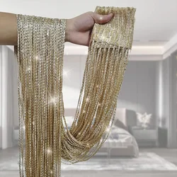 1PC Glitter silver linear door curtain decorative fringe curtain thick hanging curtain partition curtain