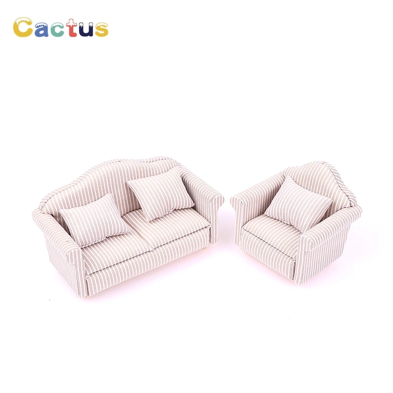 1:12 Mini meble dla lalek Sofa z poduszką do domu dla lalek dzieci udają, że bawią się DIY wystrój akcesoria