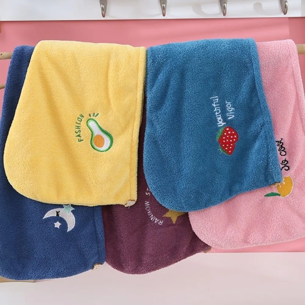 Super Absorbent Quickly Dry Hair Hat Soft Embroidery Style Girls Cute Hair Towel Thickened Coral Fleece Hair Dry Wrap Bonnets