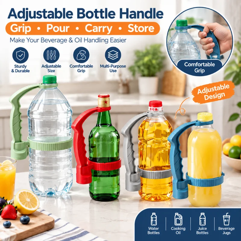 Adjustable Drink Pouring Cup Handle Built-In Bottle Opener Beverage Inverting Handle Holder Oil Pot with Lemon Cover Handle Rack