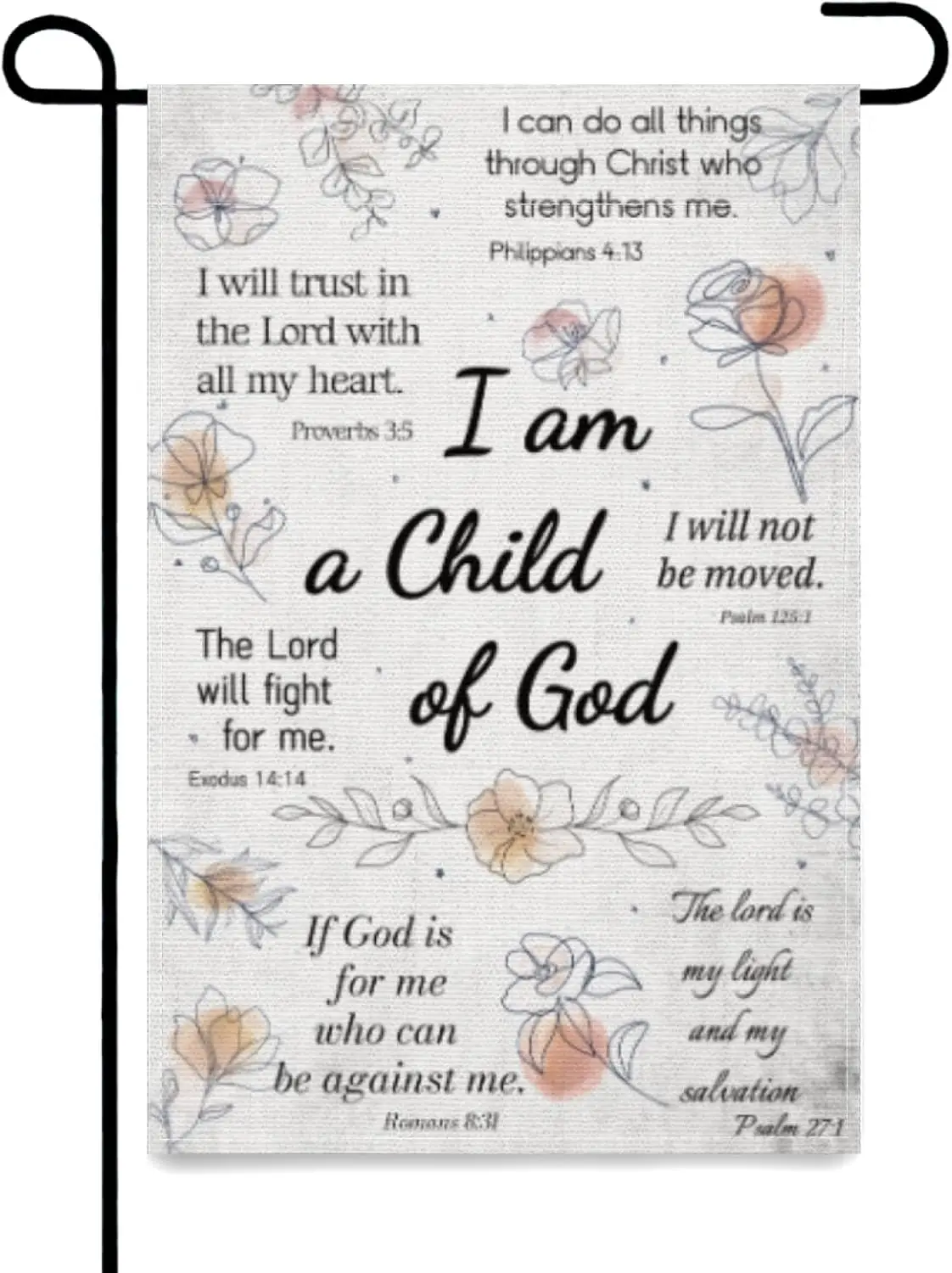 Christian Flower Bible Verses Garden Flag 12x18 Inch Double Sided Religious Garden Flag Christ Garden Flags for Outside Lawn AAS