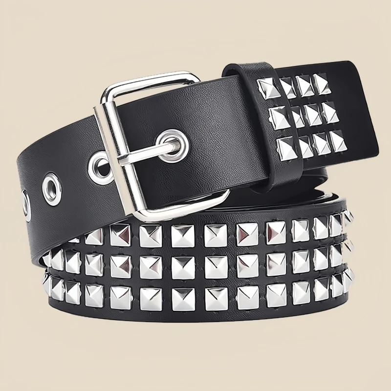 Trend Rivet Belt Heavy Metal Belt Men Women Punk Nightclub Rock Style Belt Jeans Belt Y2K Belt Fashion Decoration Women's Belts