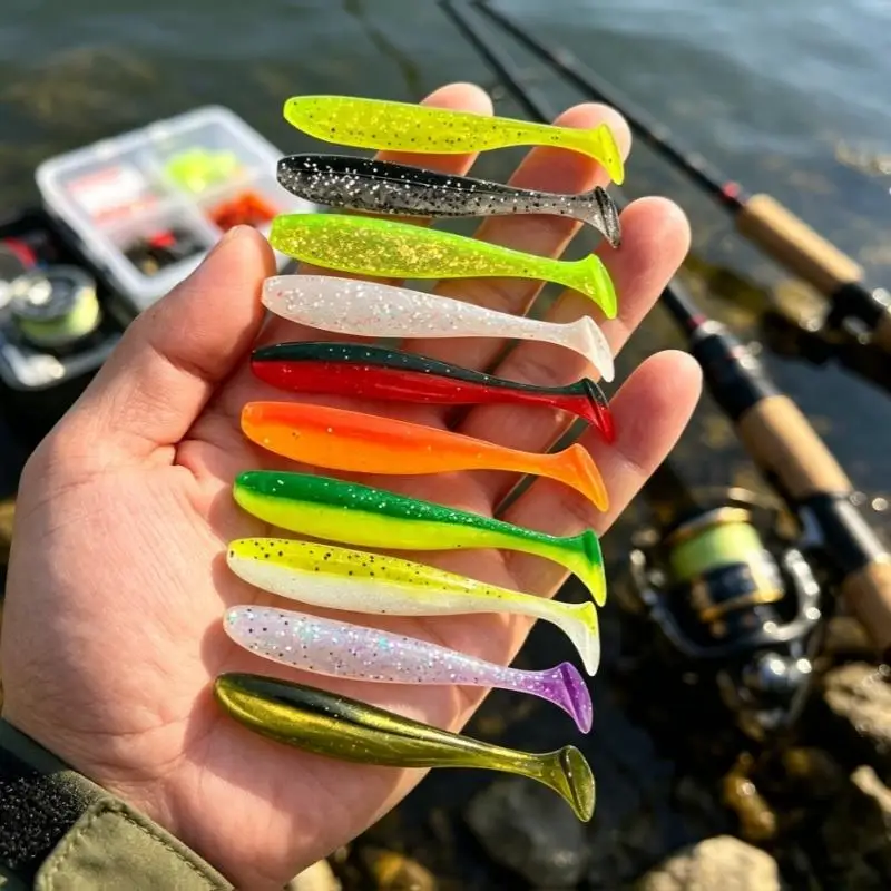 New 10Pcs Soft Paddle Tail Fishing Lures With Lifelike Action And Bright Colors Perfect For Freshwater Saltwater Fishing Anglers