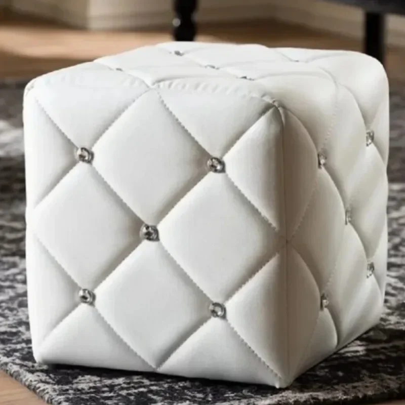 

SAT2 Modern White Foot Stool Faux Leather Upholstered Balcony Foot Stool Bench Bedroom Hallway Entryway Sitzbank Household Items