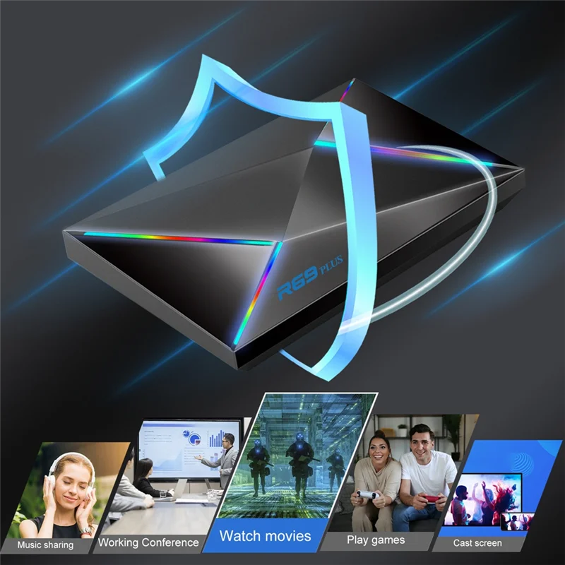 B50B-For Android14 R69 Plus TVボックス H728 Wifi 6 IPTV HD 8K スマート オクタコア ARM Cortex A55 5G Bluetooth 1000M トップボックス EUプラグ