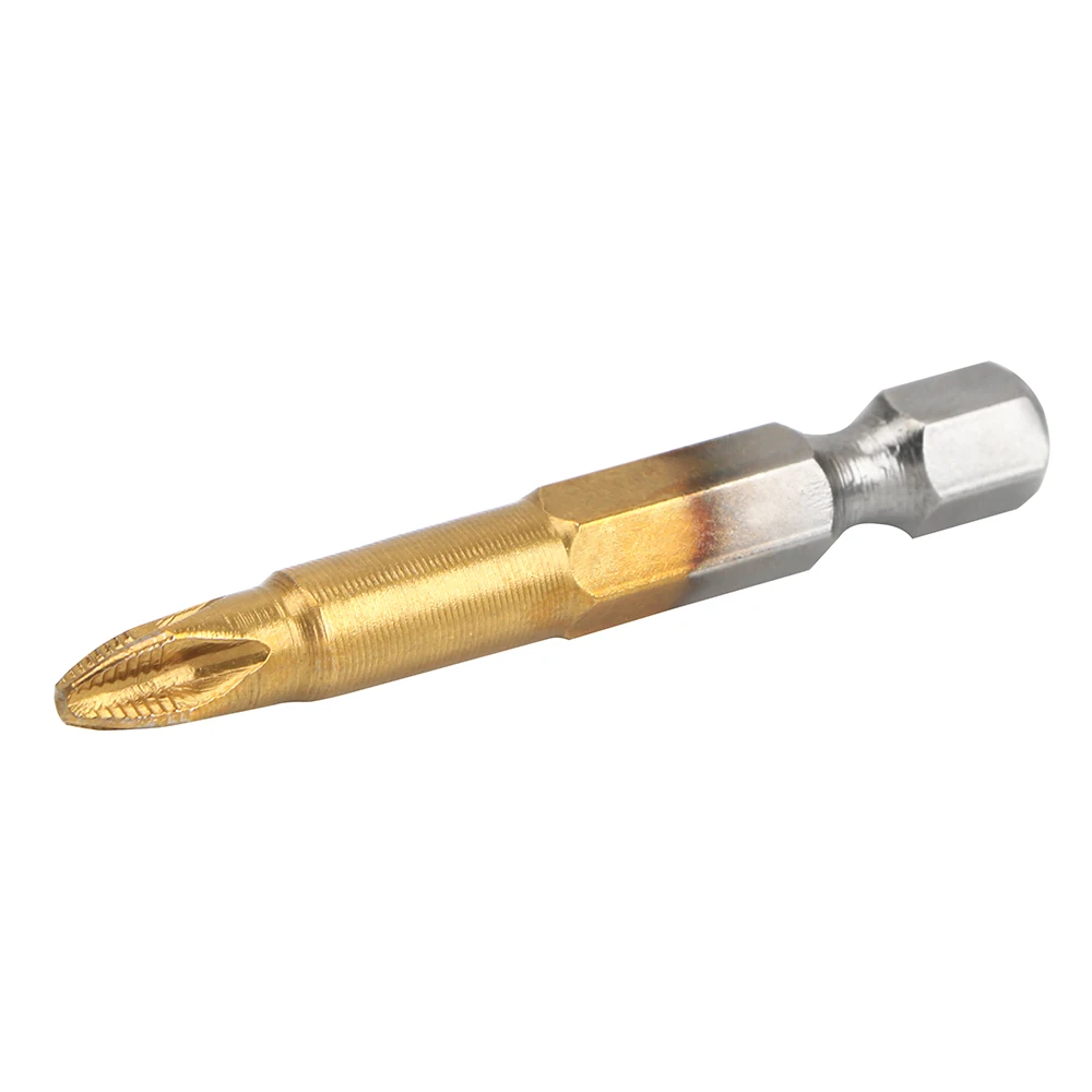 DIYWORK Electric Screwdriver Bits Anti Slip PH2 50mm Length Titanium Coated with Magnetic Tip 1/4