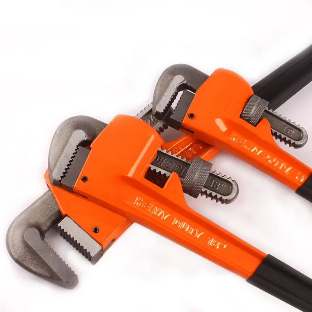 Heavy Duty Straight Pipe Wrench 8/10/12/14/18 Inch Plumbing Installation Pliers Spanner Universal Large Opening Adjustable Clamp