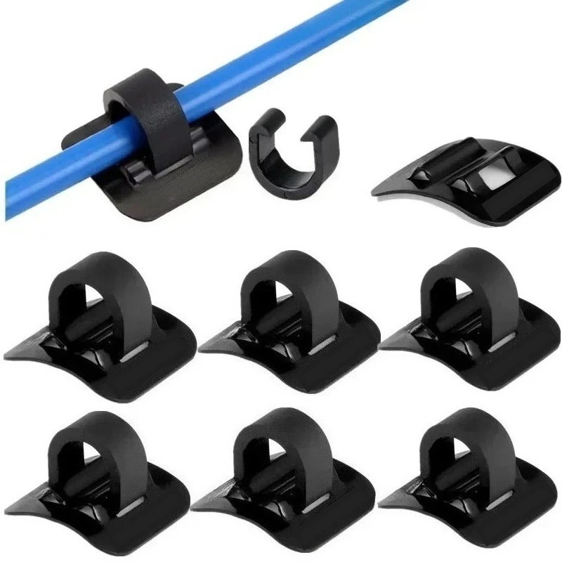 10PCS Bike Cable Guide, Aluminum Stick-on Tube Clip for Shift Brake Line, C-Type Oil Tube Clamp Adapter, Mountain Bicycle Parts