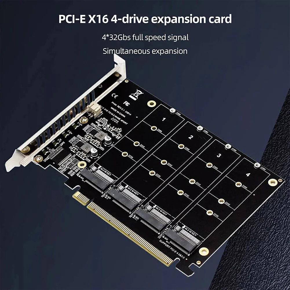 4-Port M.2 NVME SSD To For PCIe 3.0 4.0 X16 Connector Expansion Card 4 X 32Gbps Full-speed Signals Electrical Equipment