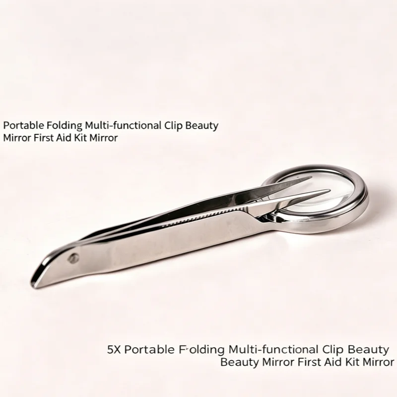 Stainless Steel Tweezers with 5X Magnifying Glass, Pointed Tip Folding Magnifier Tweezers Set, Portable Multifunction Clamp for