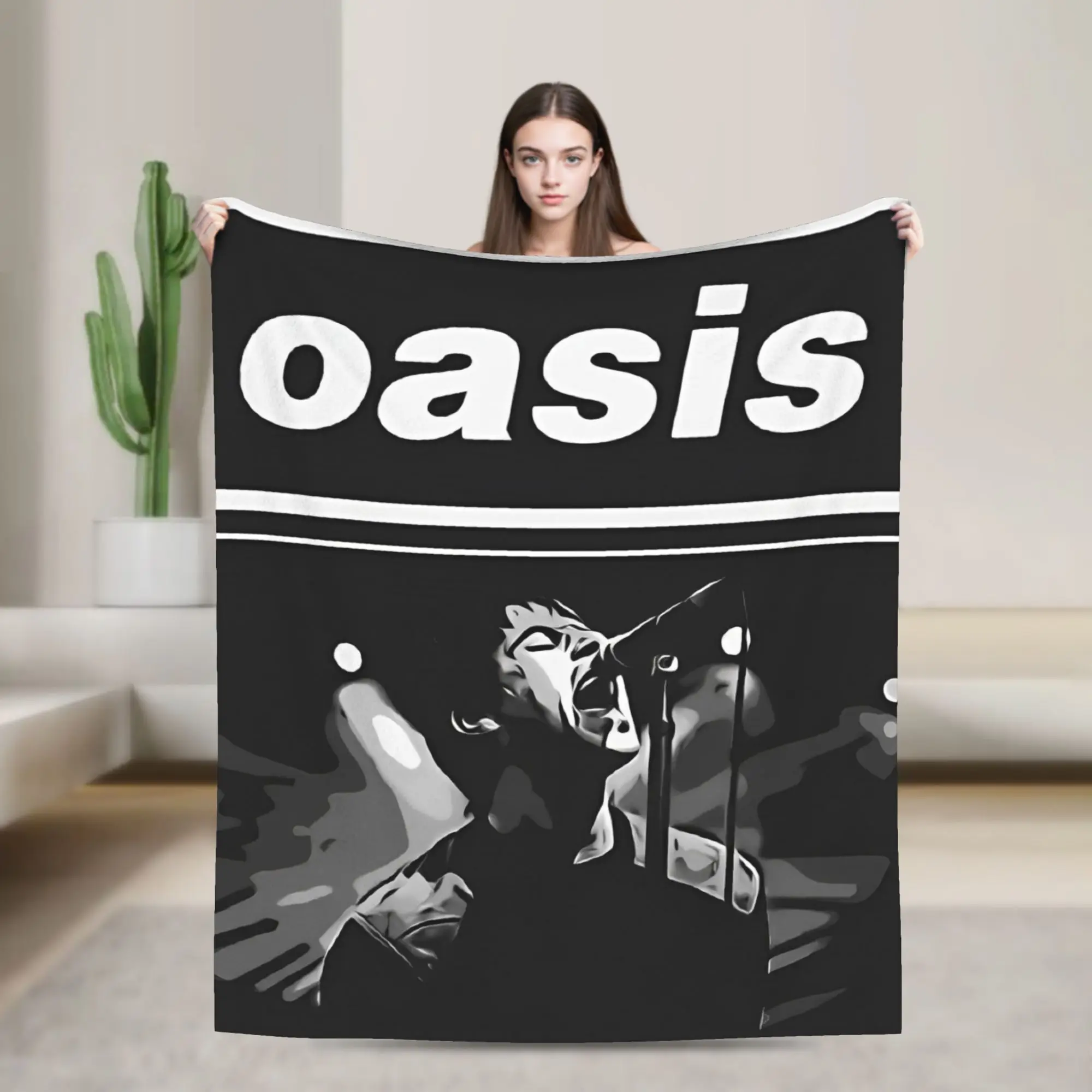 Oasised Roll Rock Knitted Blanket Fleece Ultra-Soft Throw Blanket for Car Sofa Couch Bedroom Quilt