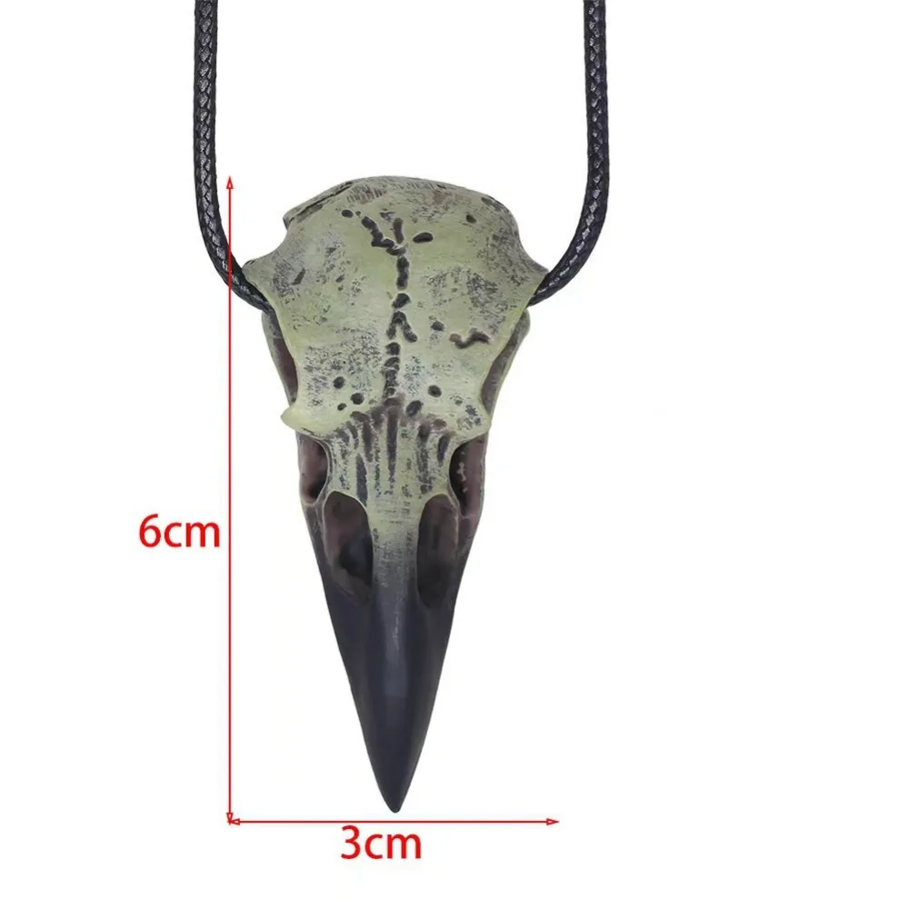 Raven Skull Gothic Crow statua decorativa animale uccello teschio maschera collana in resina ciondolo gioielli