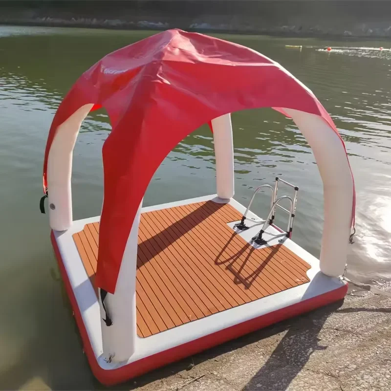 Giant Inflatable Water Park Floating Island Platform For Lake Sea Party Yacht Dock Raft With Drip Seam Material Entertainment