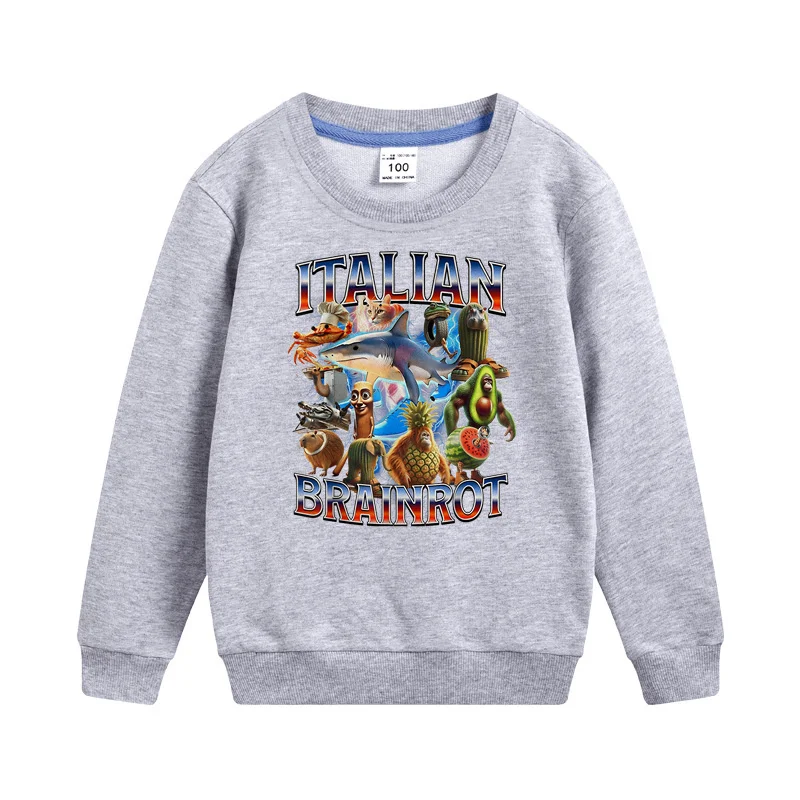 معطف الخريف مع الدماغ الإيطالي للبنين فتاة طويلة الأكمام البلوز للأطفال القطن هوديي 3-14T #2