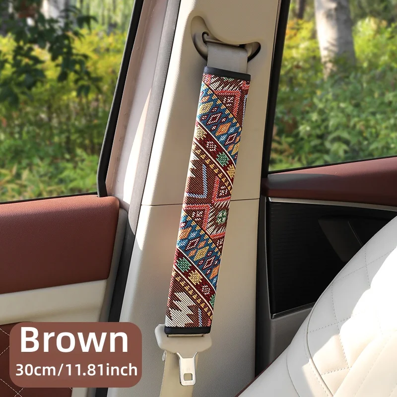 Bohemian-Stil Leinen-Autositzgurt-Schulterpolster, Erhältlich in 30cm oder 50cm, Geeignet für Alle Jahreszeiten, Einfach zu Installieren – Detail 12
