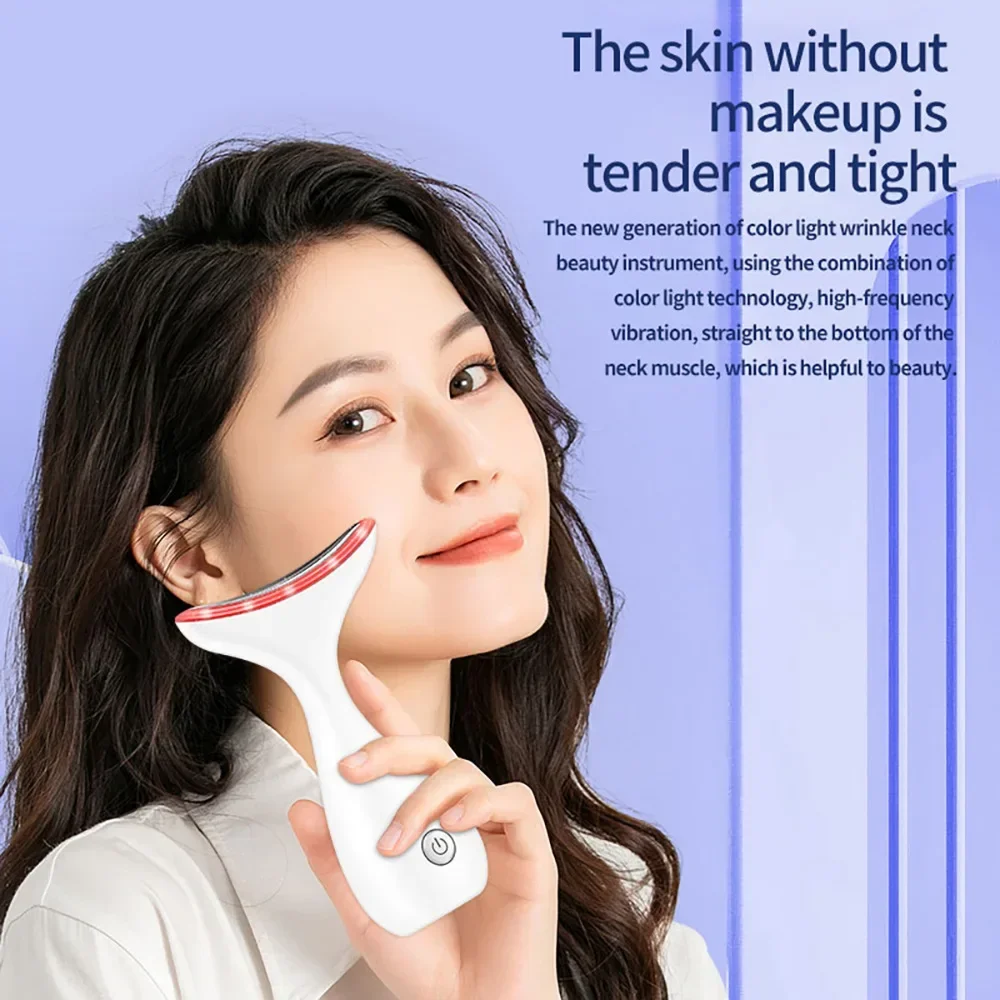 Neck Face Beauty Device Photon Skin Face Lifting Firming Neck Wrinkle Removing Whitening LED Massager Facial Care Device