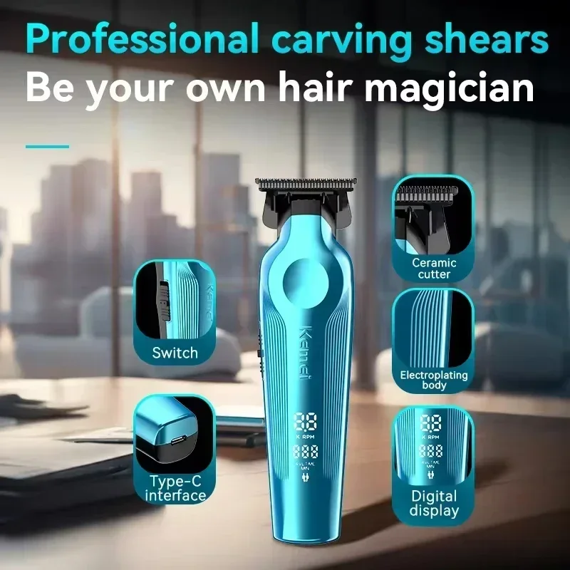 Kemei KM-1858 9000RPM 10W Hair Clipper KM-264 Rechargeable Electric Trimmer Original KM-T95 Shaver for Men Barber Clippers Kit