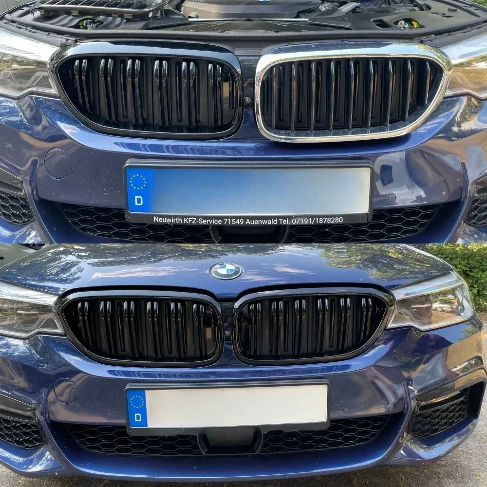 2Pcs Front Bumper Kidney Grill Grilles For BMW 5 Series G30 G31 G38 2017 2018 2019 2020 Upgrade To Facelift Style Racing Grills